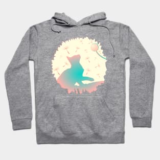 Playful Kitten Dandelion Color Silhouette Hoodie